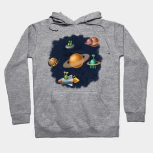 Outer space with aliens and planets. Hoodie